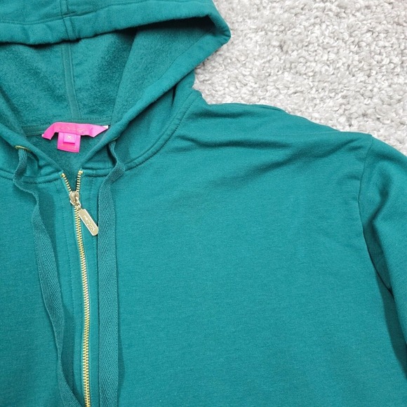 Lilly Pulitzer Suri Hoodie Womens Medium Green Long Sleeve 1/4 Zip Lounge‎ - Picture 3 of 12